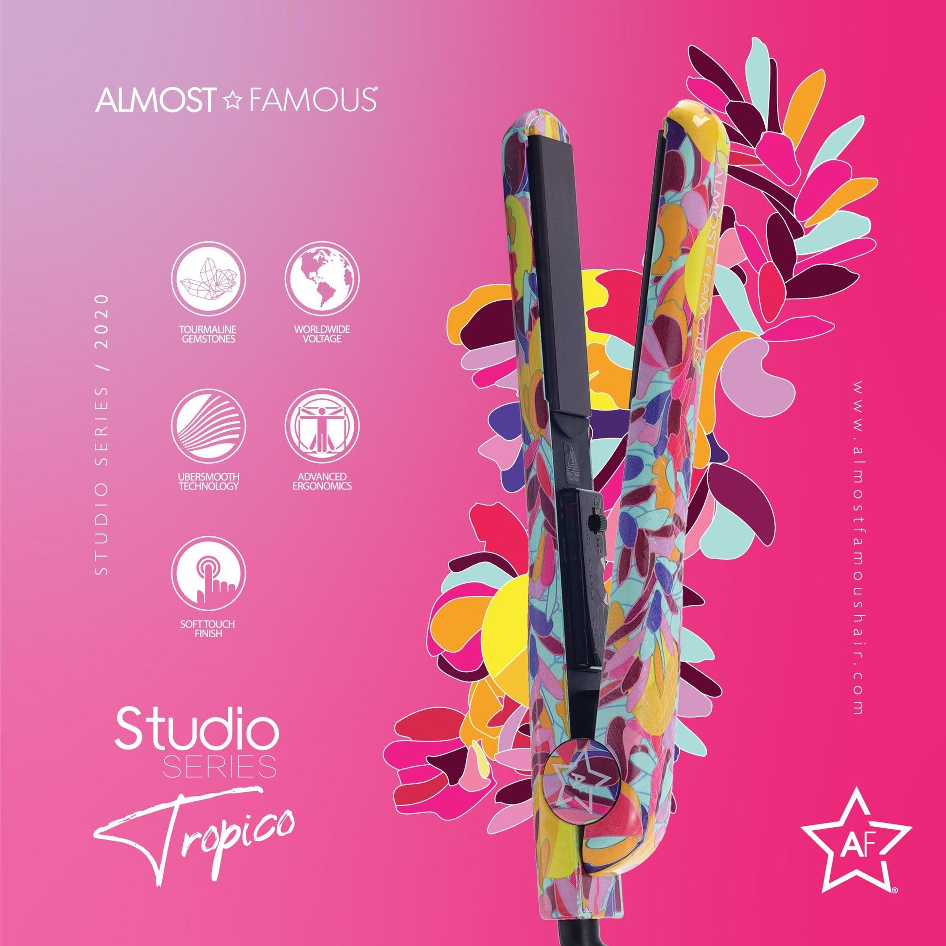 Almost Famous 1.25" Tropico Studio Flat Iron with Waterprint Design - Dealslust