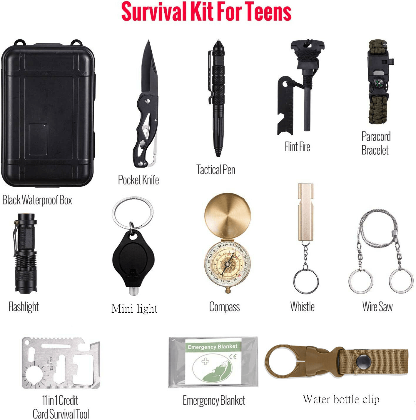 14 in 1 Outdoor Emergency Survival Gear Kit Camping Tactical Tools - Dealslust