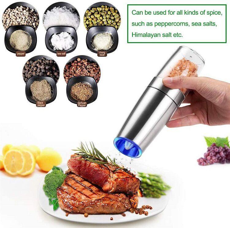 Battery Powered Stainless Silver Automatic Salt or Pepper Grinder - Dealslust