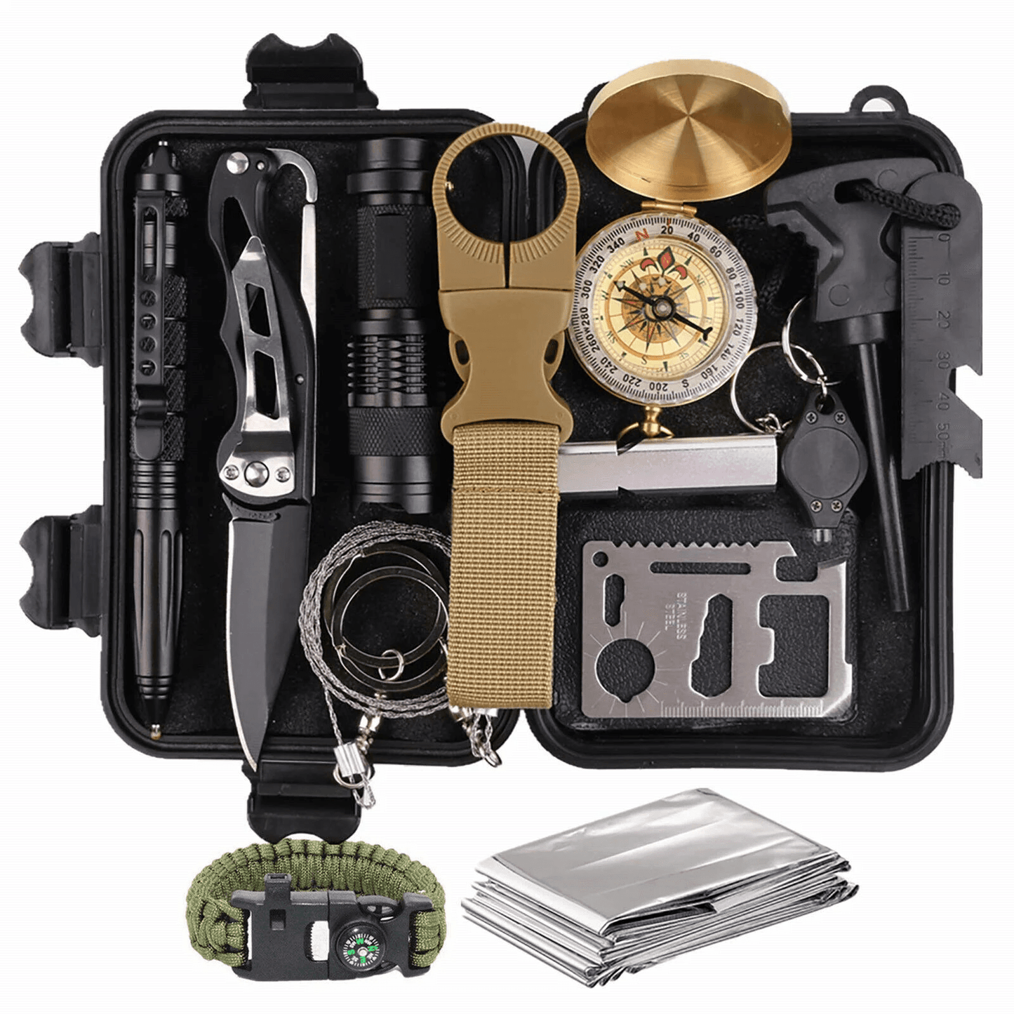 14 in 1 Outdoor Emergency Survival Gear Kit Camping Tactical Tools - Dealslust